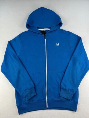 Vintage Y2K Zoo York Blue Full Zip Hooded Fleece Jacket Skate Wear Men Size L